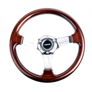 NRG Classic Wood w/ Chrome Spoke Style Steering Wheel 320mm